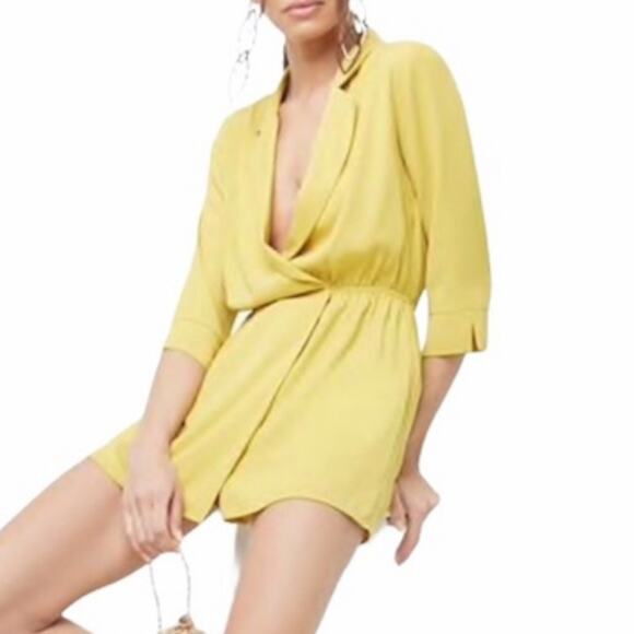 Forever 21 Plunging Skort Romper Playsuit Dress in Citron Yellow - Large - Picture 4 of 6